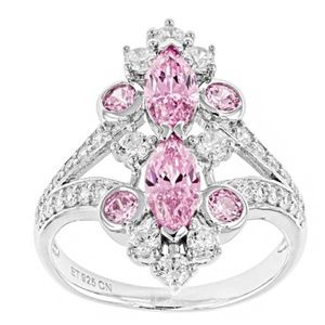 Pink & White ring.925 sterling silver